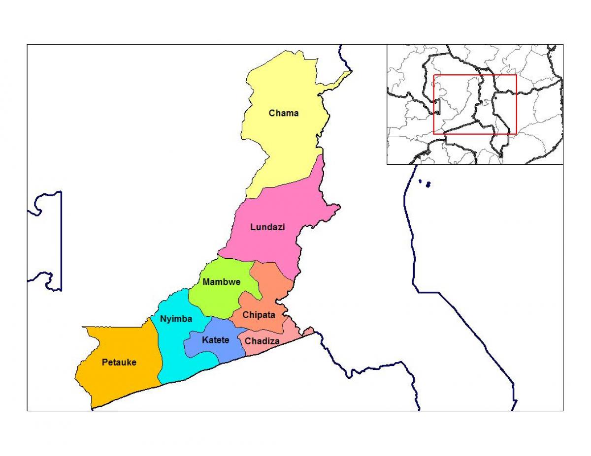 mapa de la provincia oriental de Zambia
