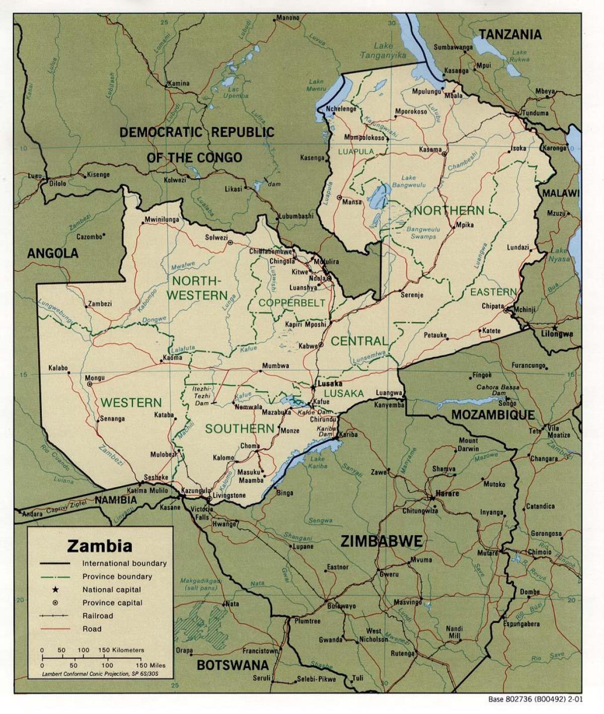 Zambia características físicas mapa