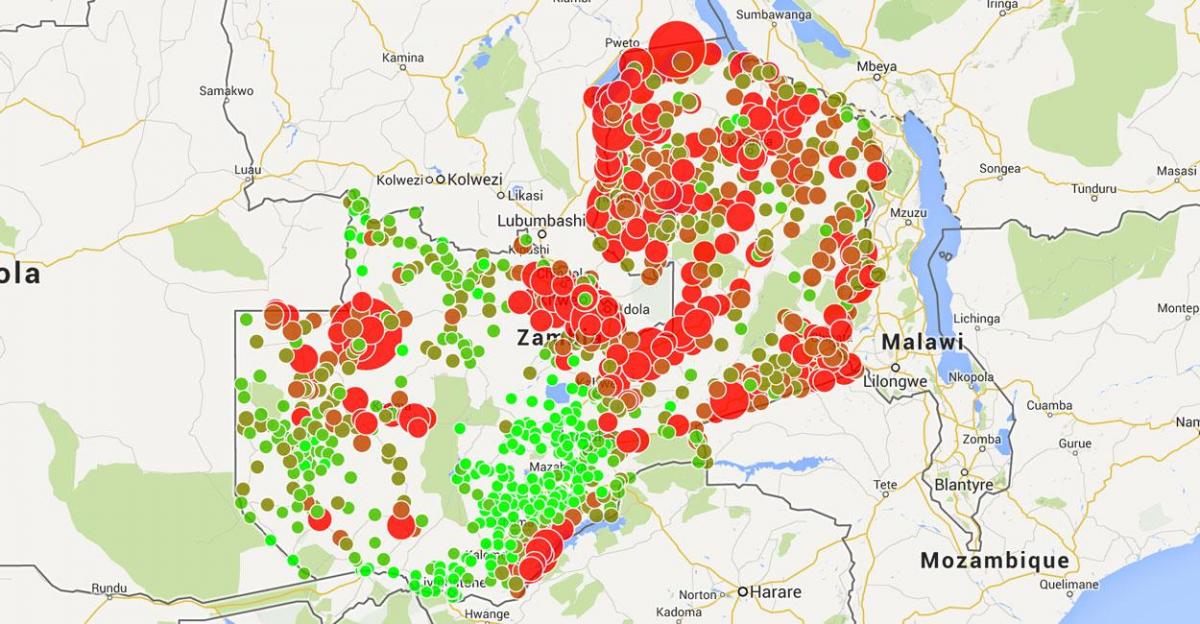 Mapa de Zambia malaria