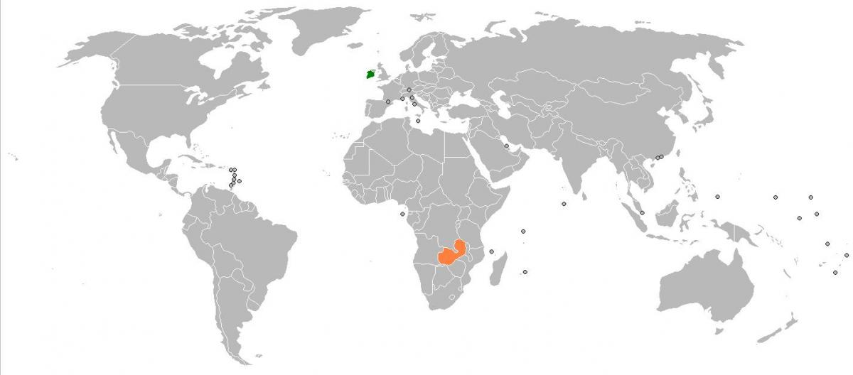 Zambia mapa en el mundo