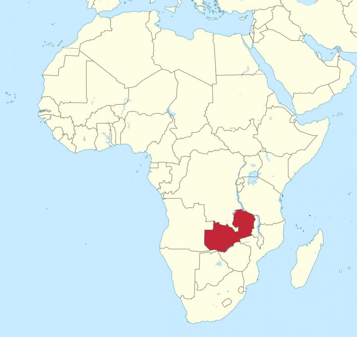 mapa de áfrica que muestra Zambia